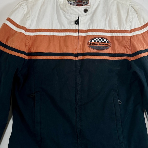 Harley Davidson Women's Size XL Motorcycle Riding Jacket Black Orange White Y2K - Picture 4 of 16